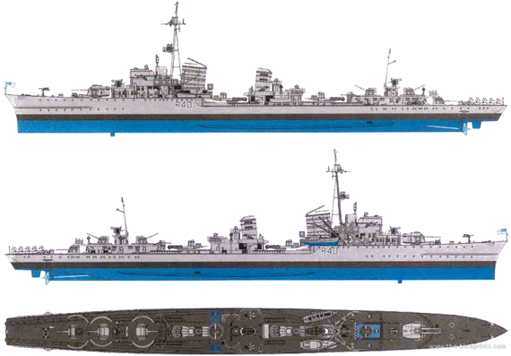 Корабль HMS Nonsuch R40 [Destroyer DKM Z-38] (1946) - чертежи, габариты, рисунки